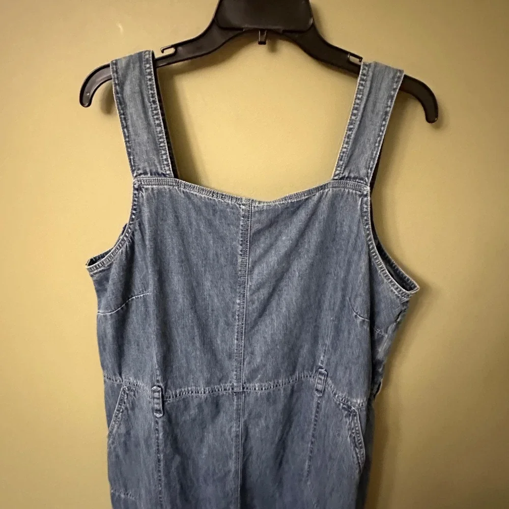 Vintage Eddie Bauer Denim‎ Pinafore Dress Sz 18 Maxi Jean Jumper Bib Skirt Farm